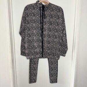 Summersalt Black Floral Print Activewear Set Lightweight Jacket & Leggings SMALL